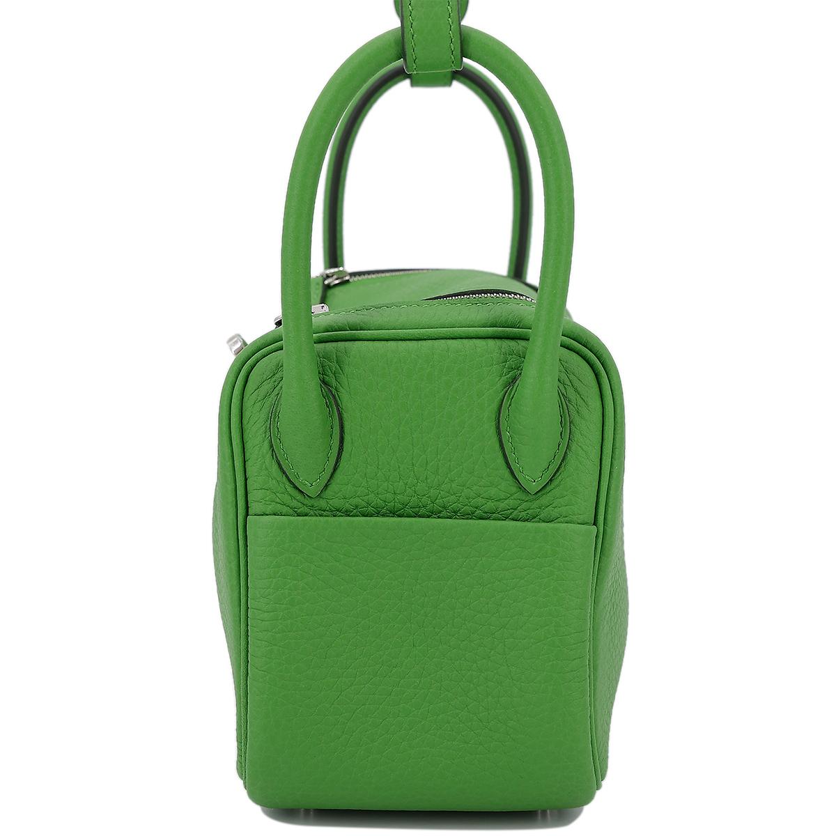 Unused ( Rank NS ) HERMÈS Mini Lindy Vert Yucca (A8) Clemence Palladium hardware B (2023) - 4