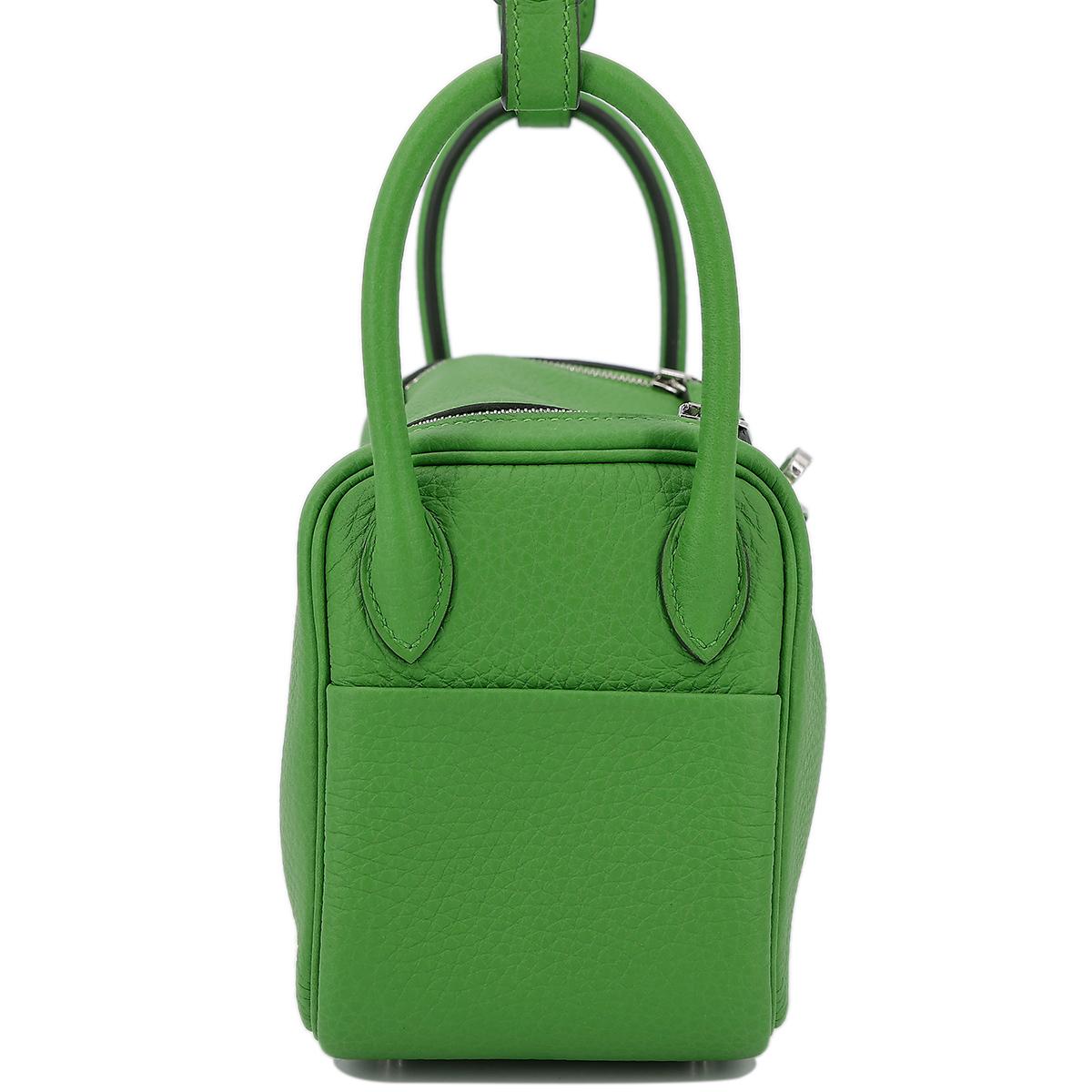 Unused ( Rank NS ) HERMÈS Mini Lindy Vert Yucca (A8) Clemence Palladium hardware B (2023) - 5