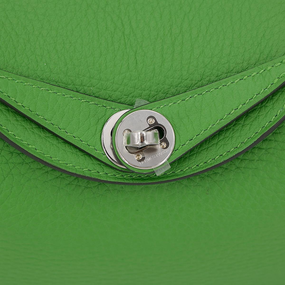 Unused ( Rank NS ) HERMÈS Mini Lindy Vert Yucca (A8) Clemence Palladium hardware B (2023) - 12