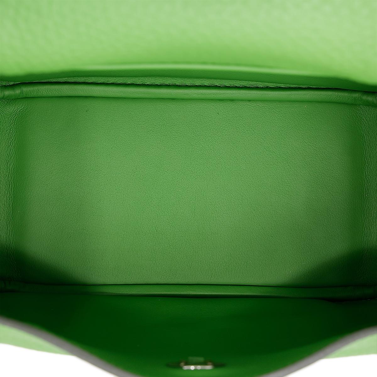 Unused ( Rank NS ) HERMÈS Mini Lindy Vert Yucca (A8) Clemence Palladium hardware B (2023) - 16