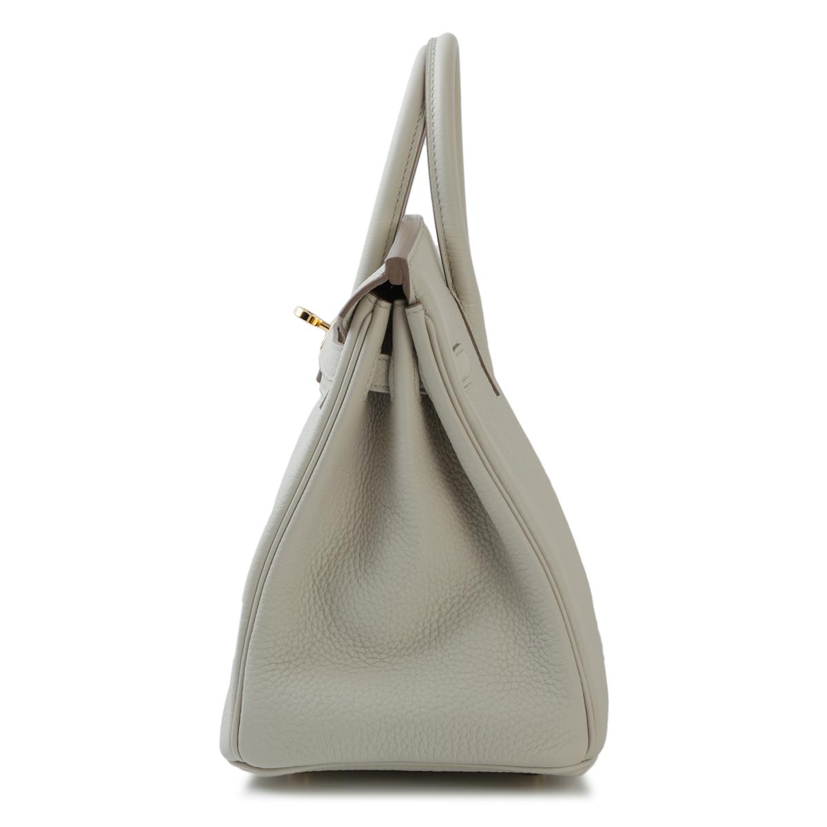 HERMÈS Birkin 25 handbag in Beton Togo leather with Gold hardware - 4
