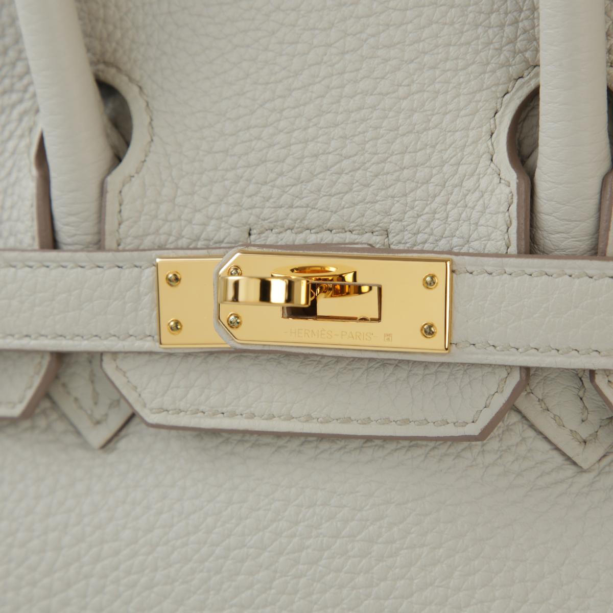 HERMÈS Birkin 25 handbag in Beton Togo leather with Gold hardware - 12