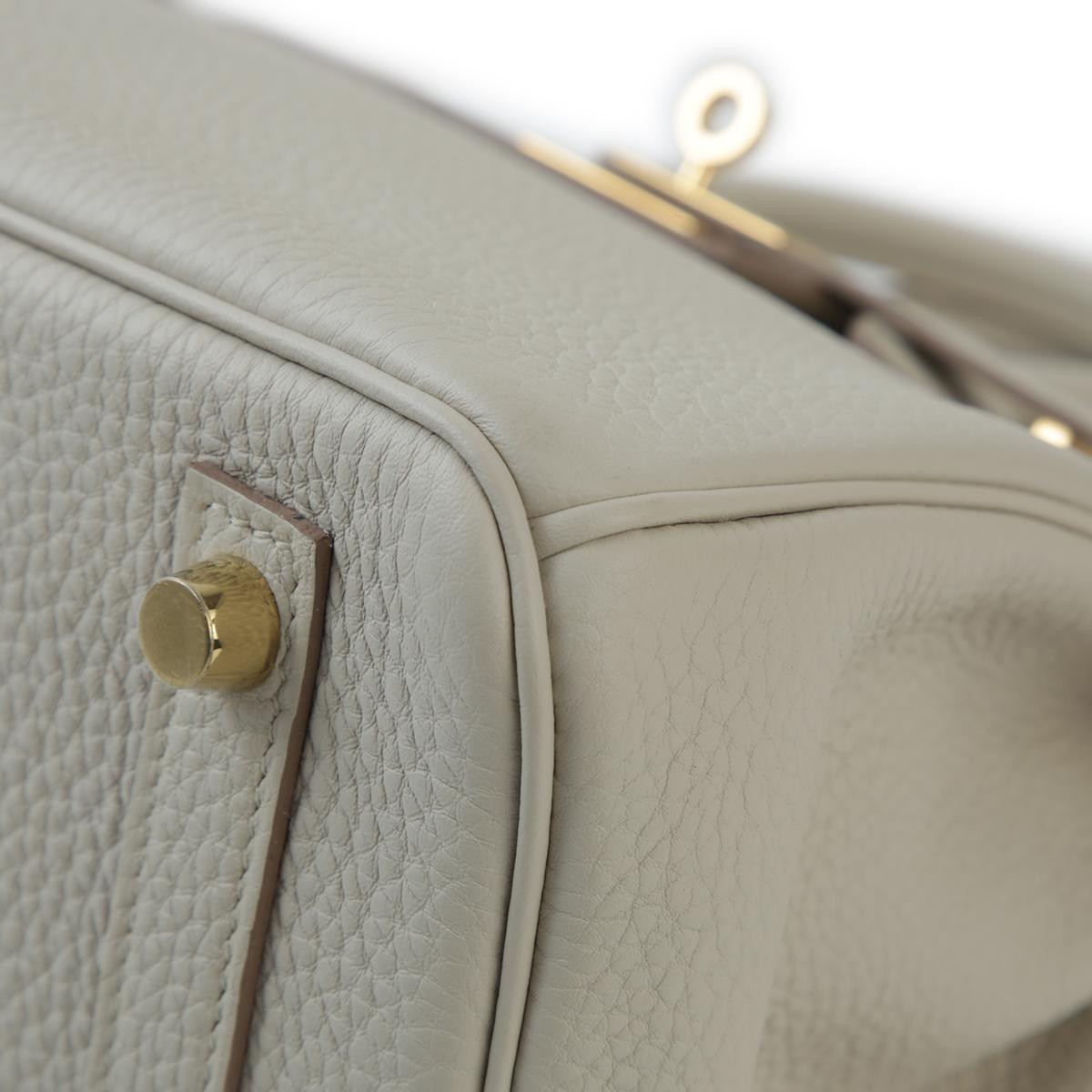 HERMÈS Birkin 25 handbag in Beton Togo leather with Gold hardware - 9