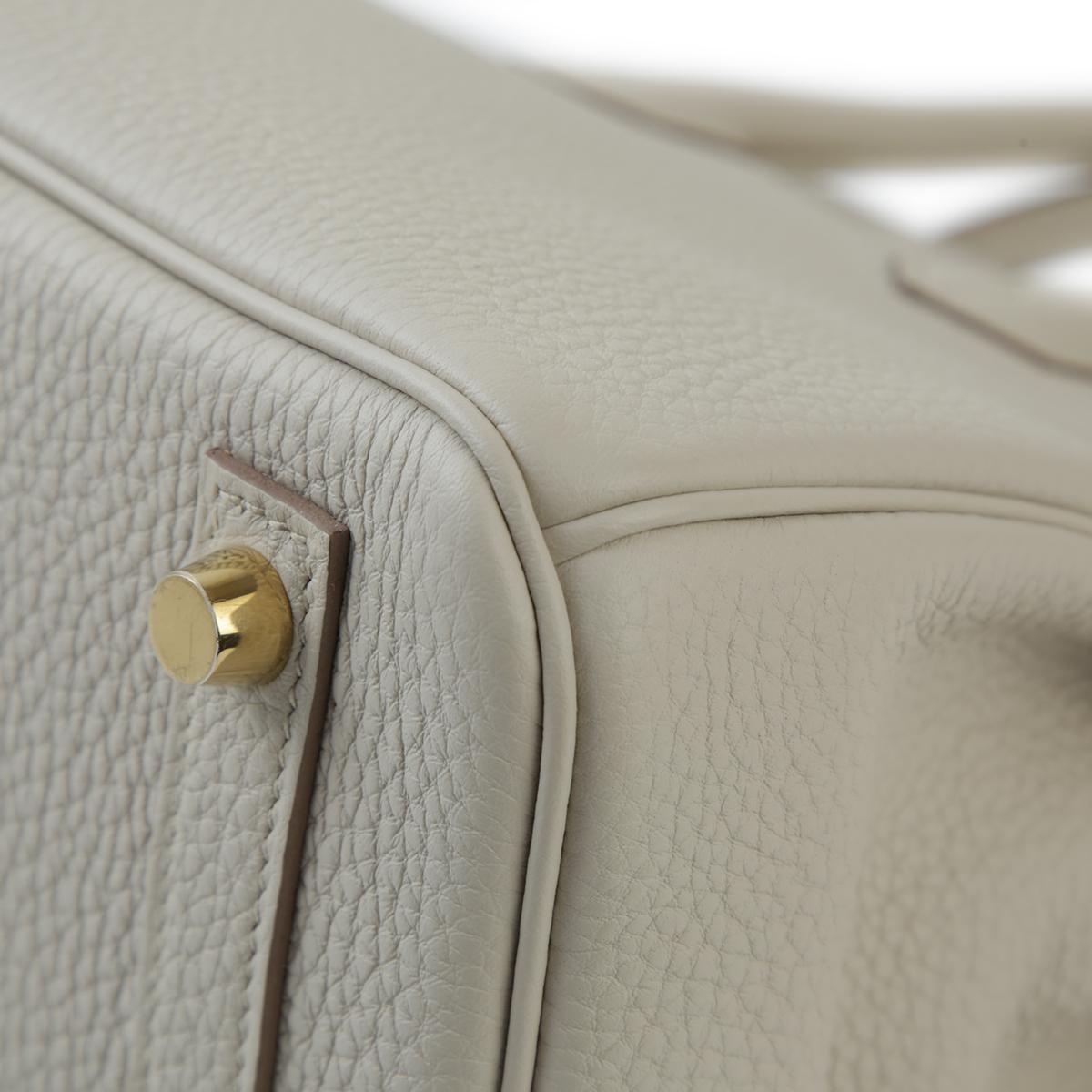 HERMÈS Birkin 25 handbag in Beton Togo leather with Gold hardware - 11