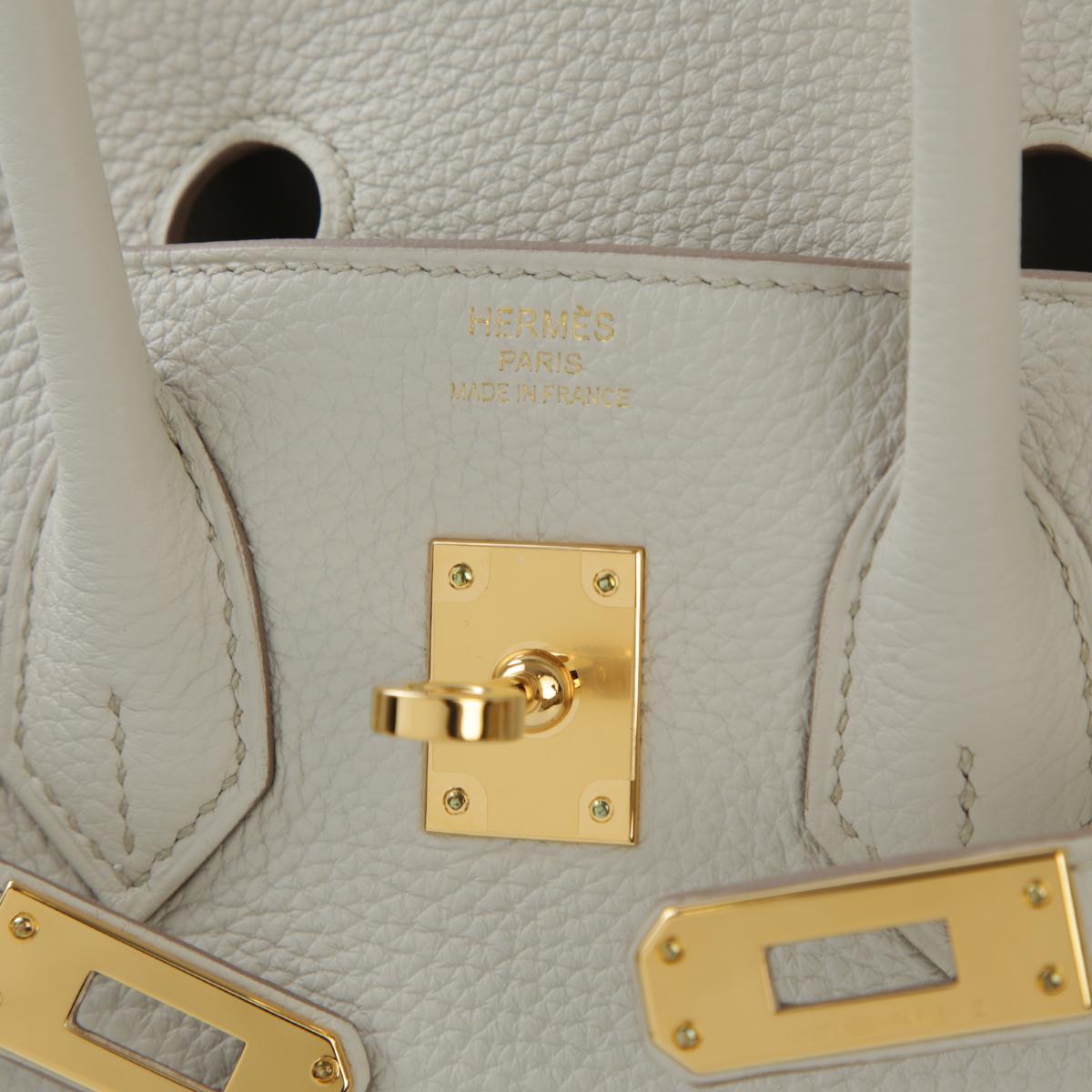 HERMÈS Birkin 25 handbag in Beton Togo leather with Gold hardware - 13
