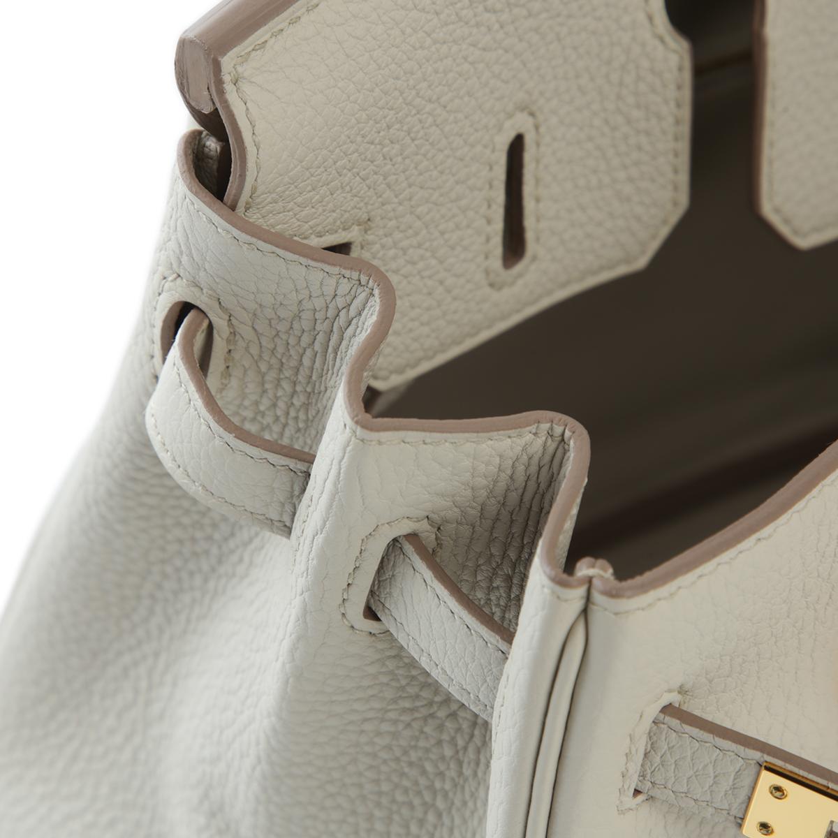 HERMÈS Birkin 25 handbag in Beton Togo leather with Gold hardware - 16