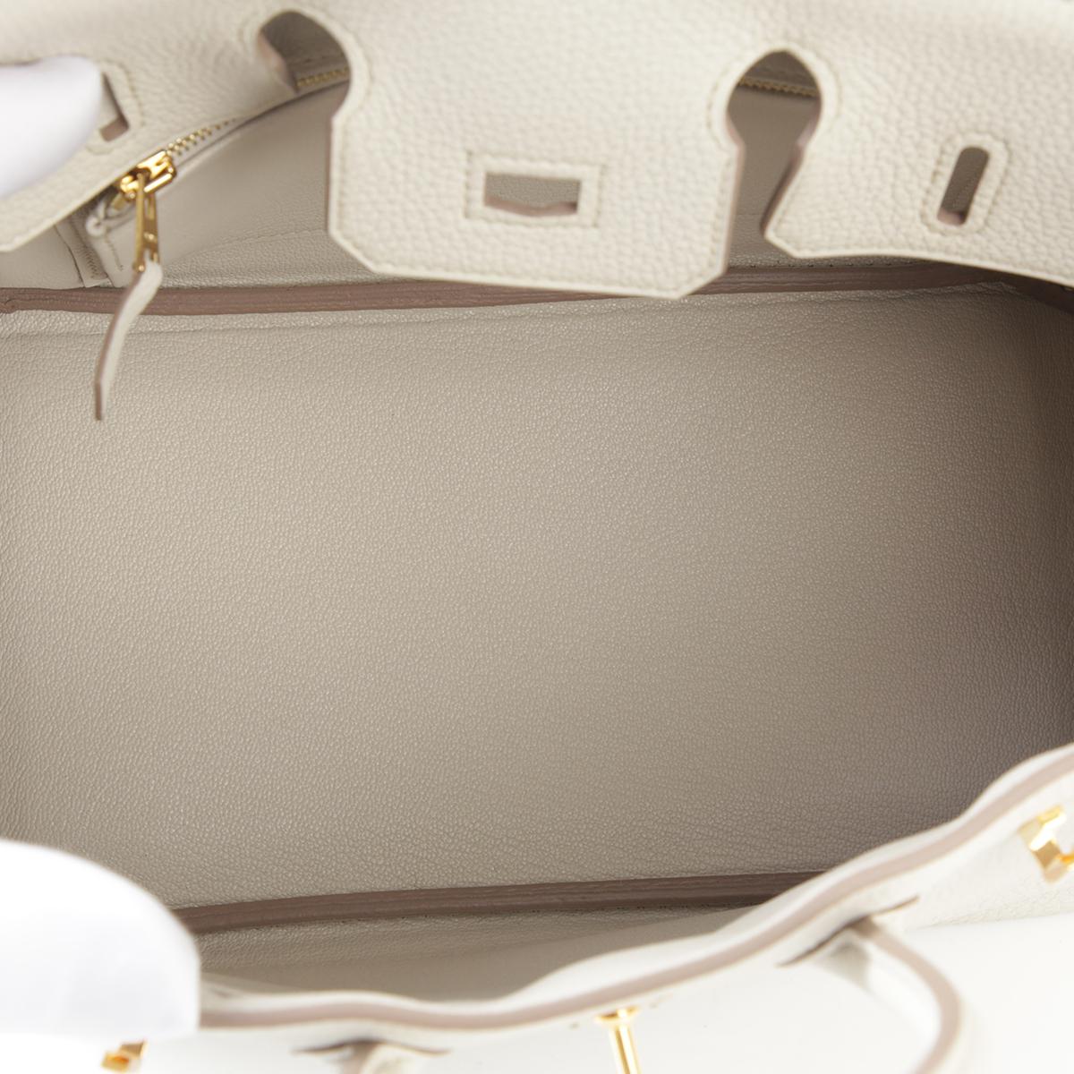 HERMÈS Birkin 25 handbag in Beton Togo leather with Gold hardware - 14