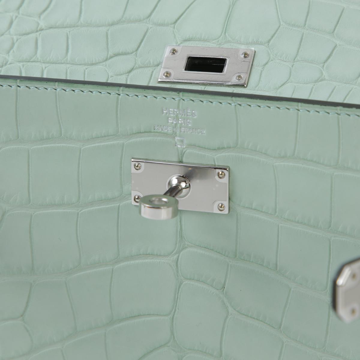 Unused ( Rank NS ) HERMÈS Kelly To Go Vert d’Eau (6U) Alligator Palladium hardware B (2023) - 12