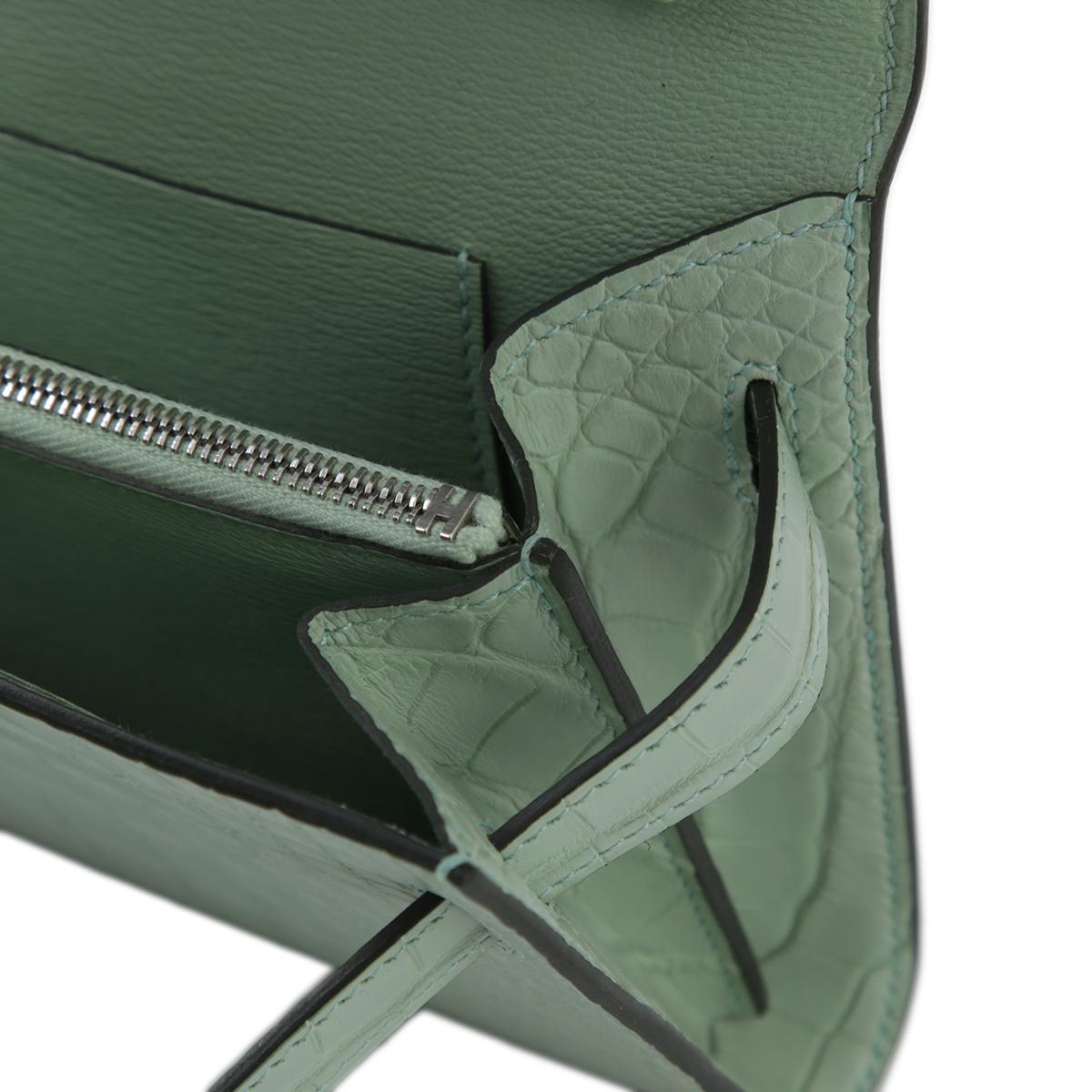 Unused ( Rank NS ) HERMÈS Kelly To Go Vert d’Eau (6U) Alligator Palladium hardware B (2023) - 17