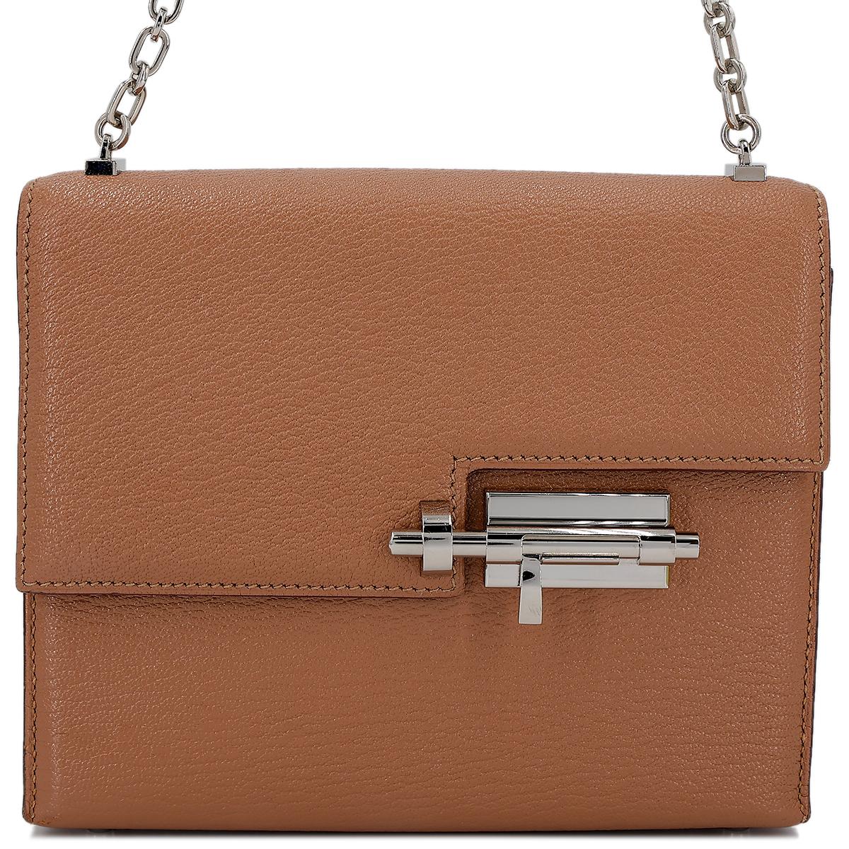 HERMÈS Verrou Mini shoulder bag in Quebracho Chevre leather with Palladium hardware - 1