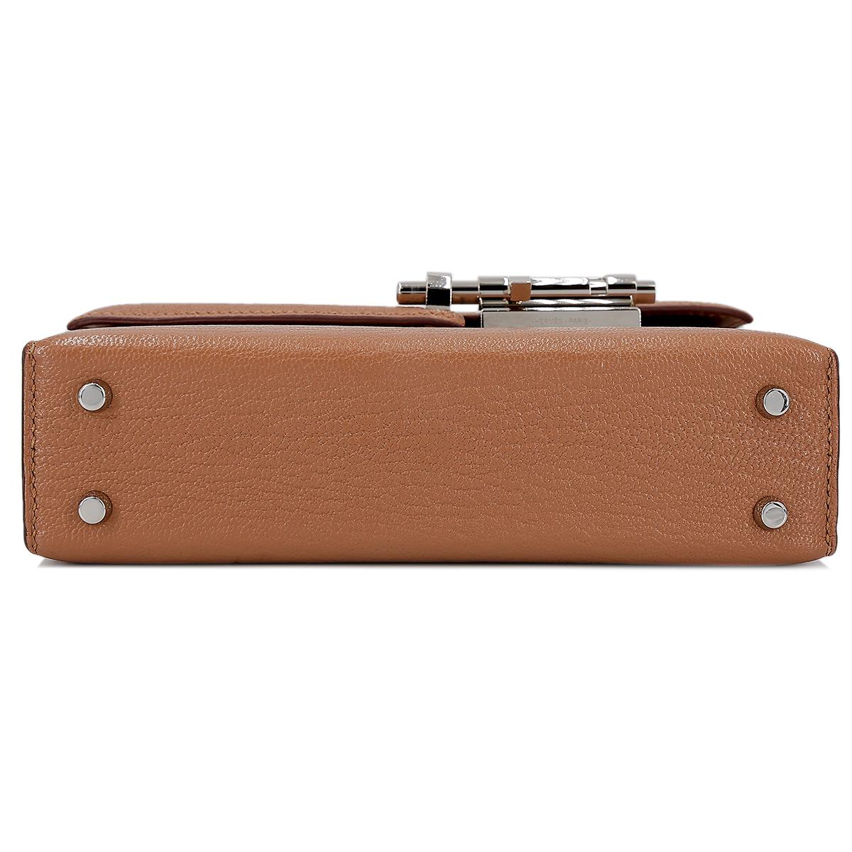HERMÈS Verrou Mini shoulder bag in Quebracho Chevre leather with Palladium hardware - 7