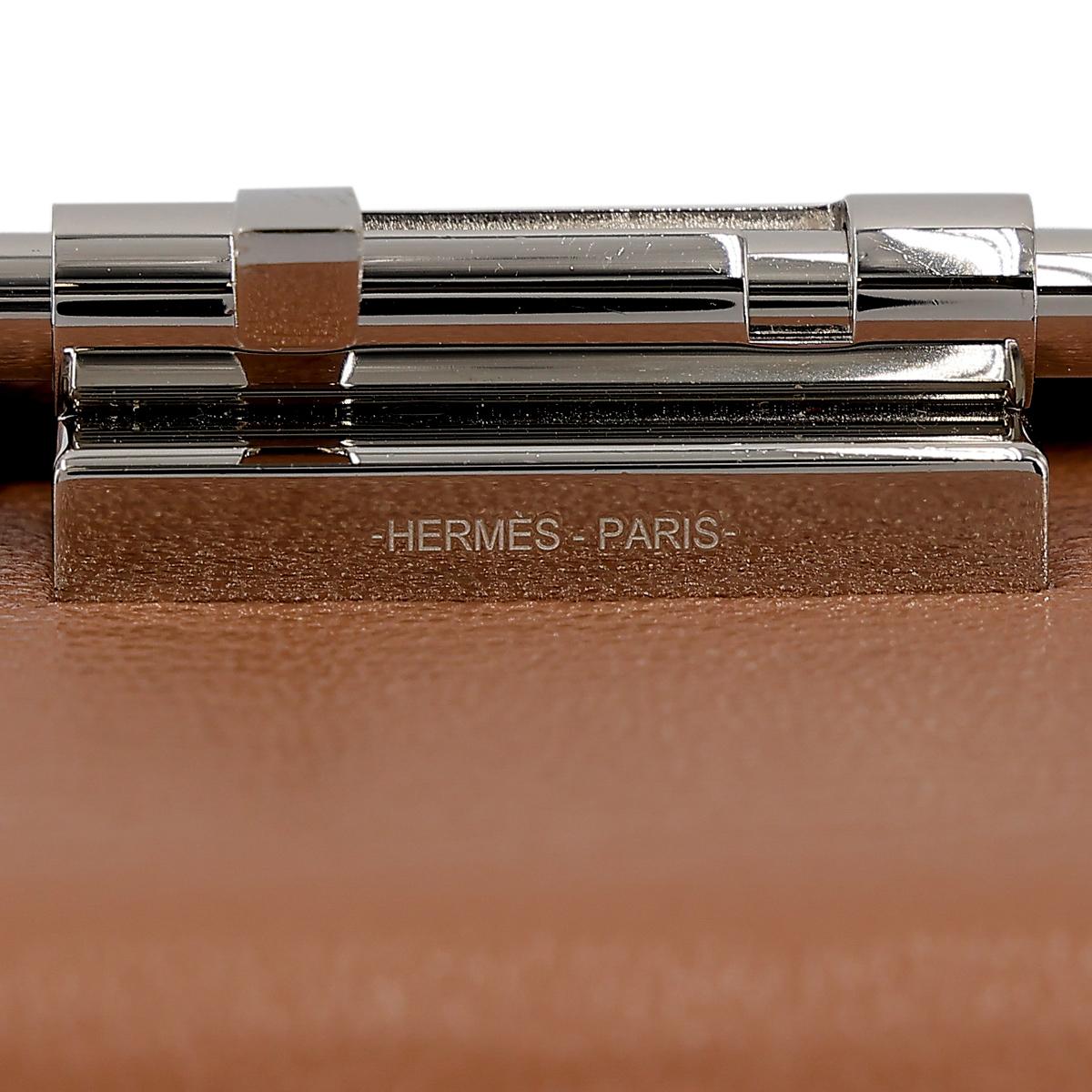 HERMÈS Verrou Mini shoulder bag in Quebracho Chevre leather with Palladium hardware - 12