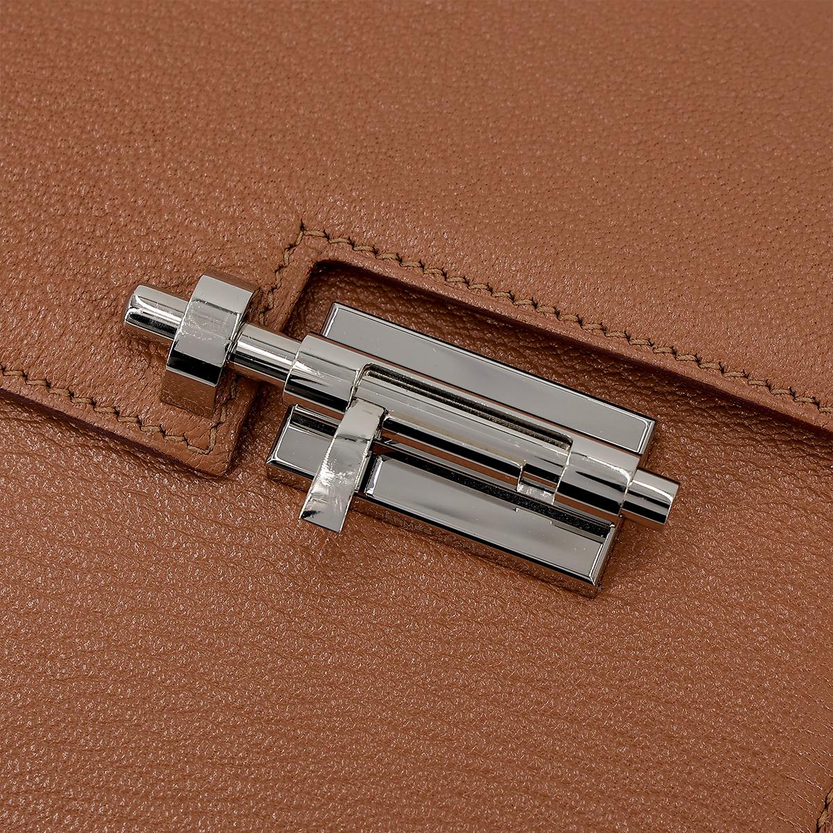 HERMÈS Verrou Mini shoulder bag in Quebracho Chevre leather with Palladium hardware - 13