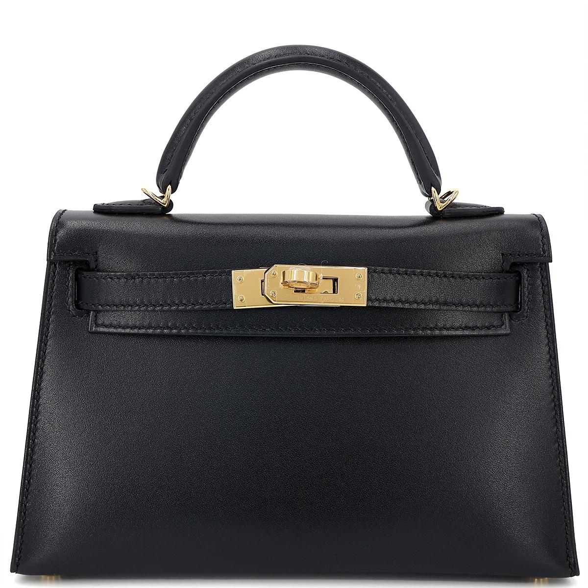 HERMÈS Mini Kelly II handbag in Black Box calfskin with Gold hardware - 1
