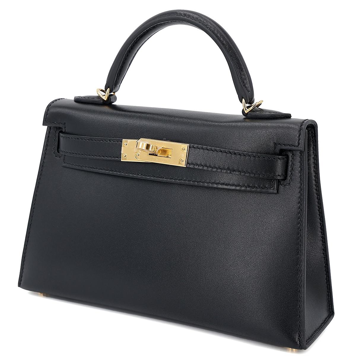 HERMÈS Mini Kelly II handbag in Black Box calfskin with Gold hardware - 2
