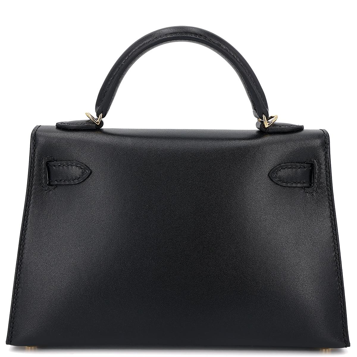 HERMÈS Mini Kelly II handbag in Black Box calfskin with Gold hardware - 3