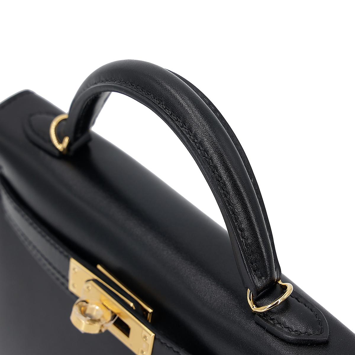 HERMÈS Mini Kelly II handbag in Black Box calfskin with Gold hardware - 6