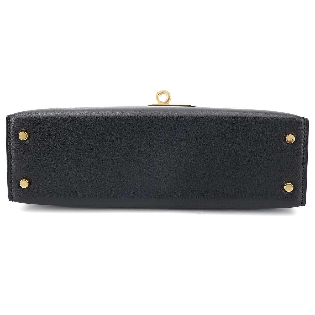 HERMÈS Mini Kelly II handbag in Black Box calfskin with Gold hardware - 7