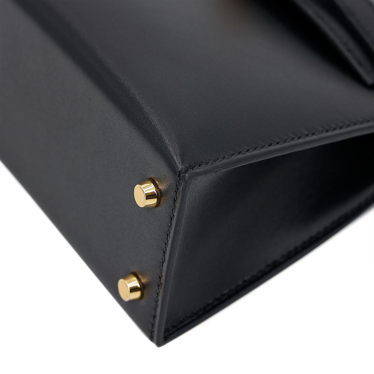 HERMÈS Mini Kelly II handbag in Black Box calfskin with Gold hardware - 9