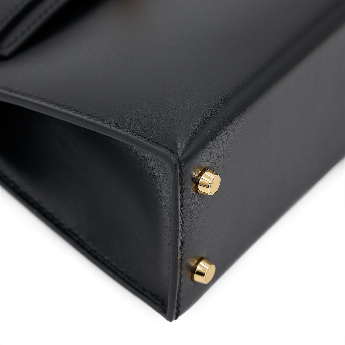 HERMÈS Mini Kelly II handbag in Black Box calfskin with Gold hardware - 8