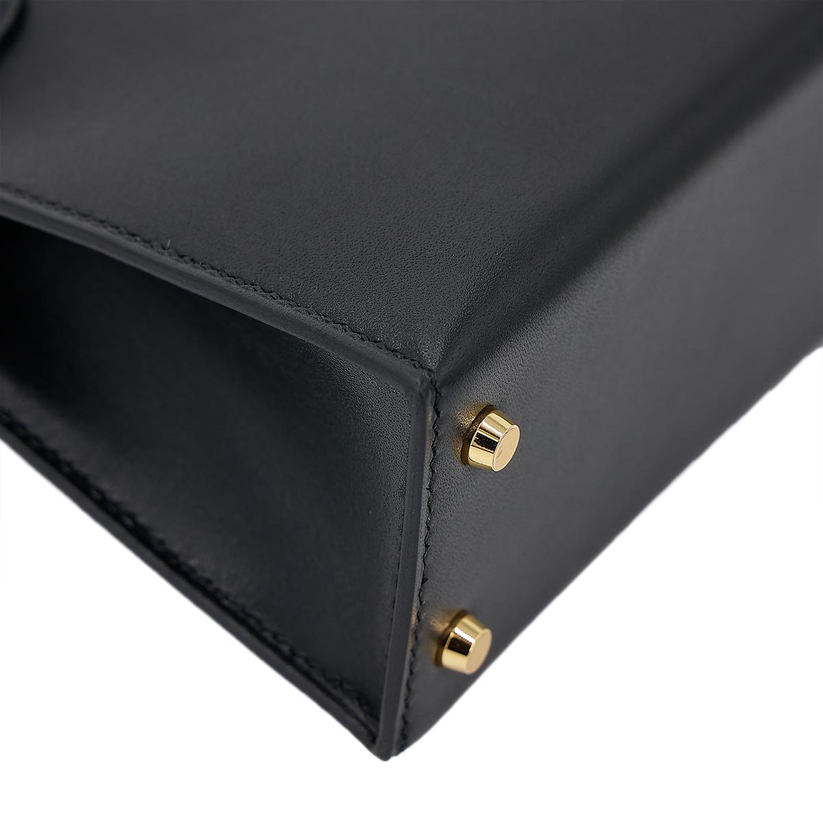 HERMÈS Mini Kelly II handbag in Black Box calfskin with Gold hardware - 10