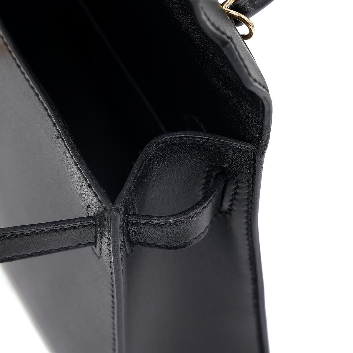 HERMÈS Mini Kelly II handbag in Black Box calfskin with Gold hardware - 17