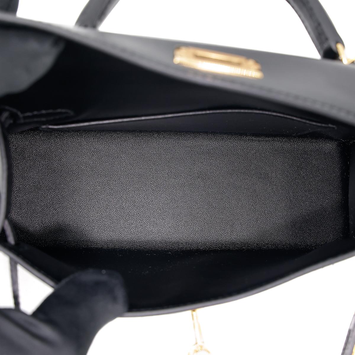 HERMÈS Mini Kelly II handbag in Black Box calfskin with Gold hardware - 16