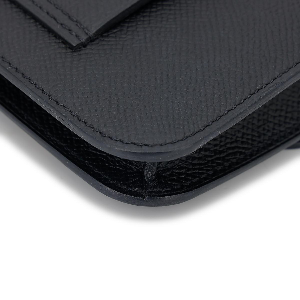 HERMÈS Constance Slim wallet in Black Epsom leather with Gold hardware - 10