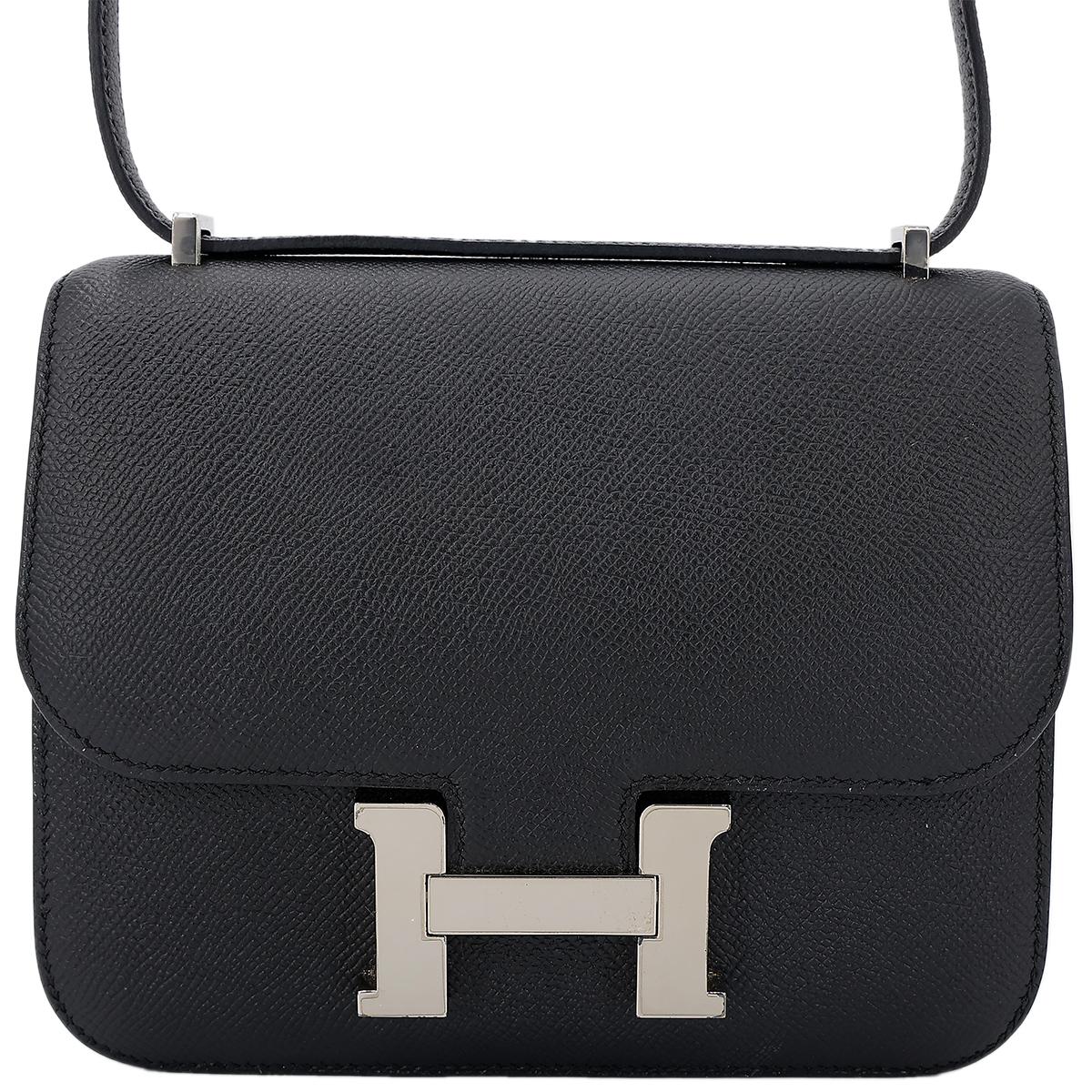 HERMÈS Constance Mini 19 shoulder bag in Black Epsom leather with Palladium hardware - 1