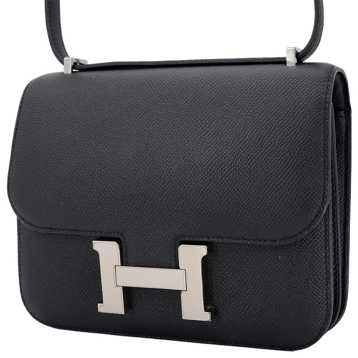 HERMÈS Constance Mini 19 shoulder bag in Black Epsom leather with Palladium hardware - 2