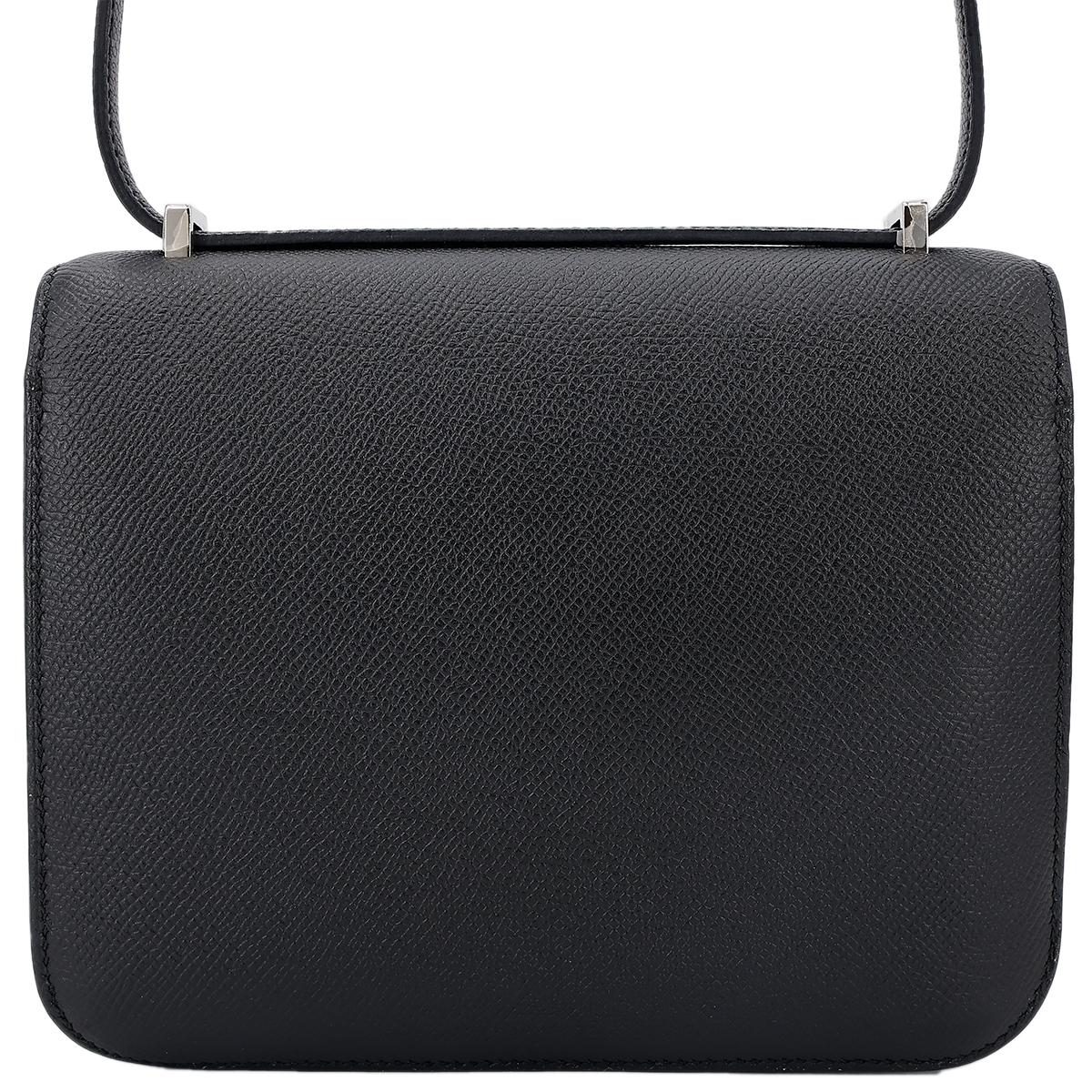 HERMÈS Constance Mini 19 shoulder bag in Black Epsom leather with Palladium hardware - 3