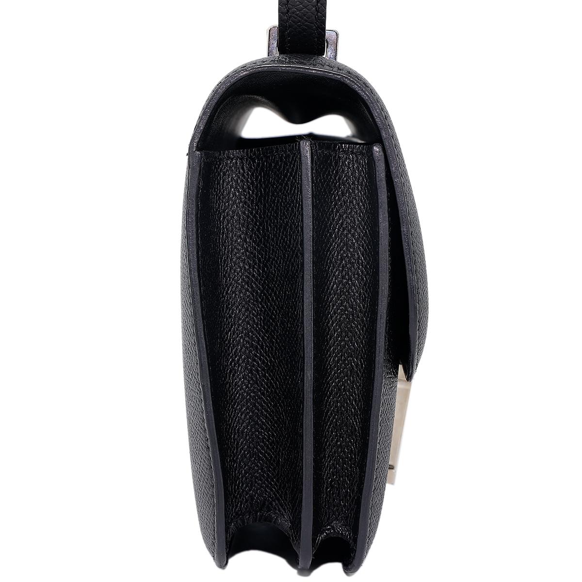 HERMÈS Constance Mini 19 shoulder bag in Black Epsom leather with Palladium hardware - 5