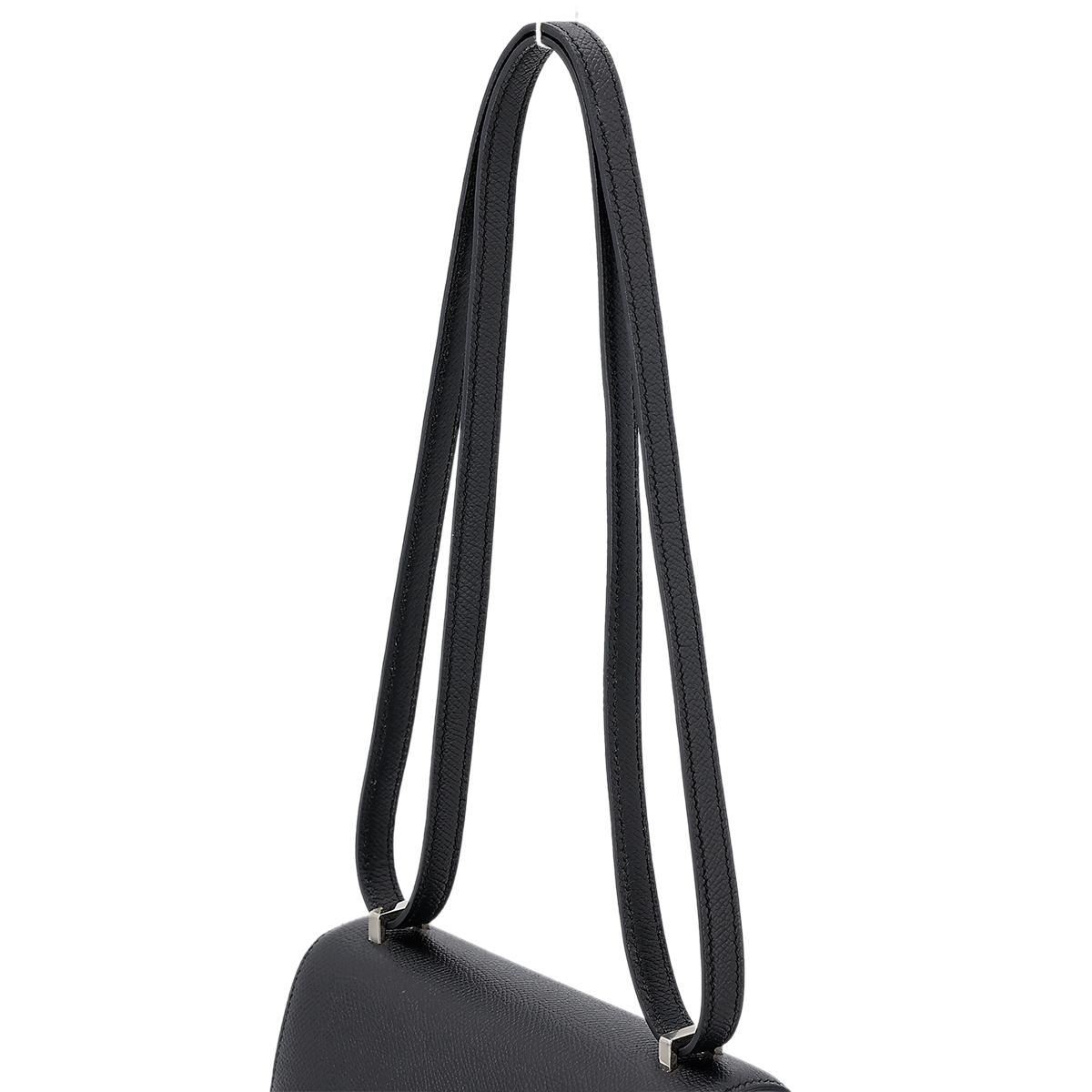 HERMÈS Constance Mini 19 shoulder bag in Black Epsom leather with Palladium hardware - 6