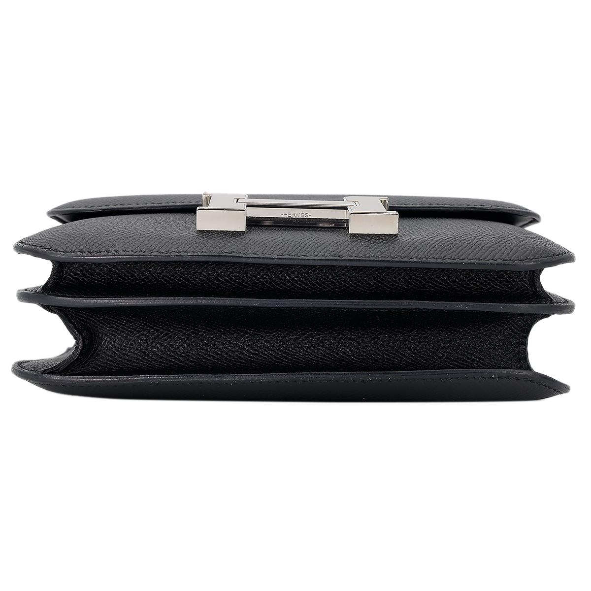 HERMÈS Constance Mini 19 shoulder bag in Black Epsom leather with Palladium hardware - 9