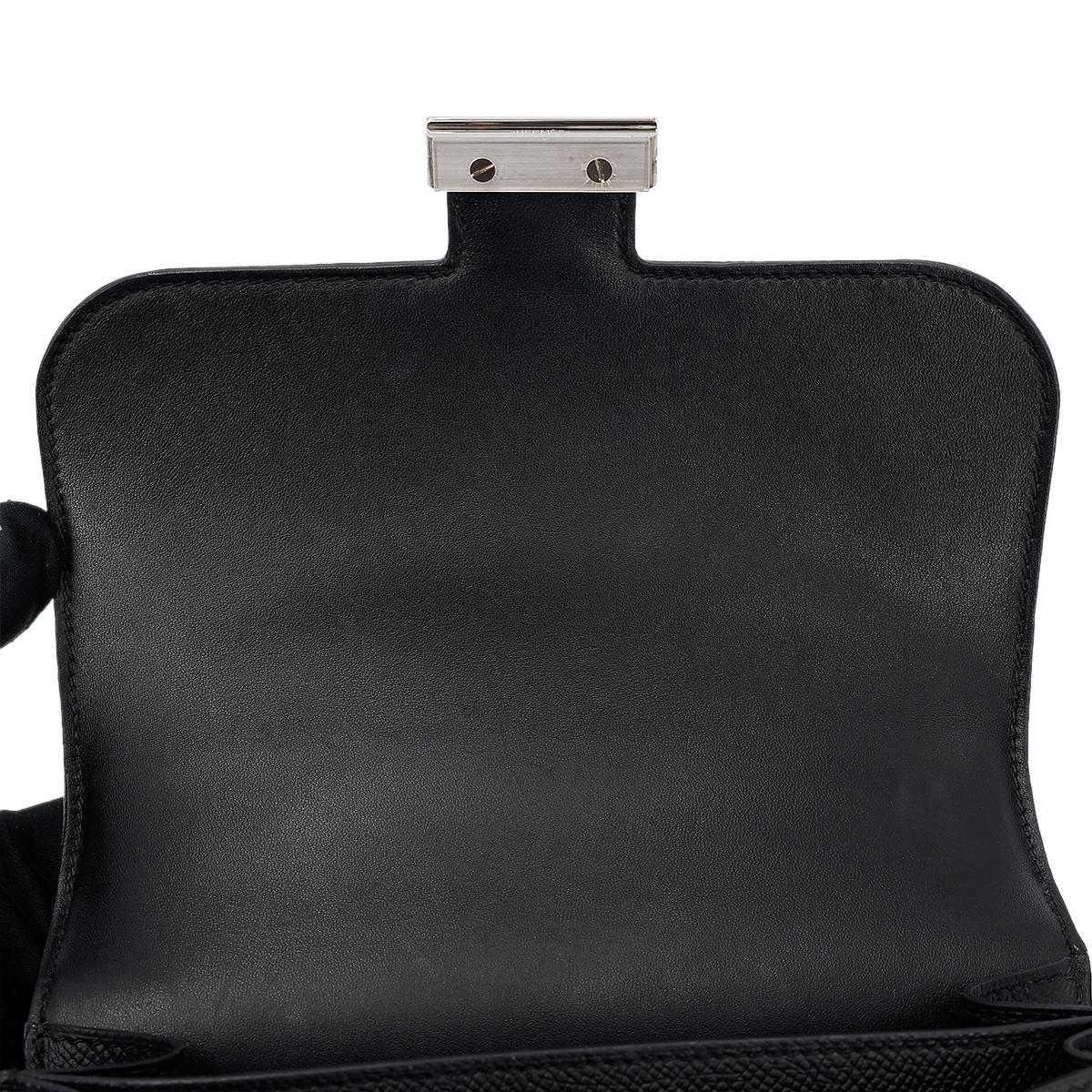 HERMÈS Constance Mini 19 shoulder bag in Black Epsom leather with Palladium hardware - 19