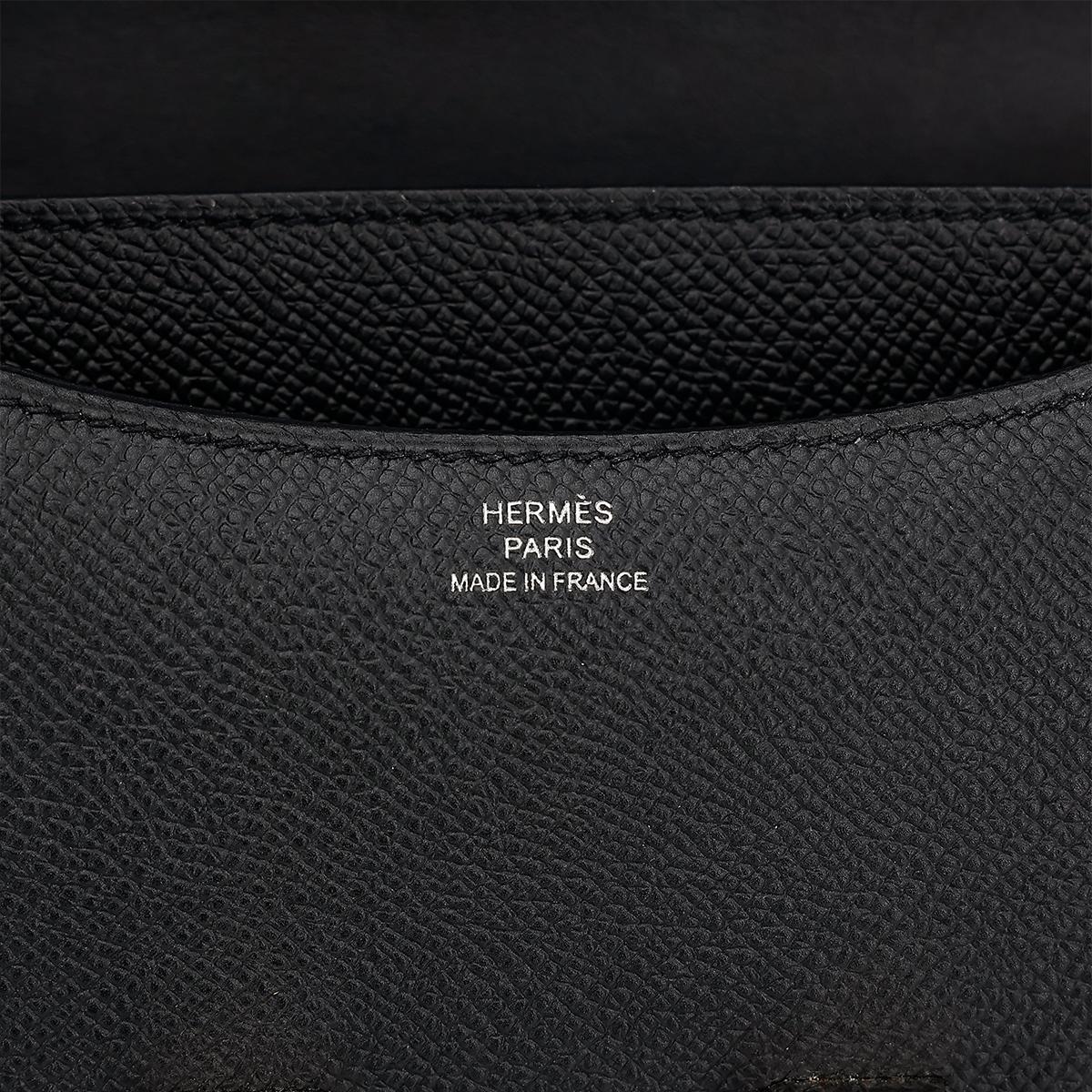 HERMÈS Constance Mini 19 shoulder bag in Black Epsom leather with Palladium hardware - 21