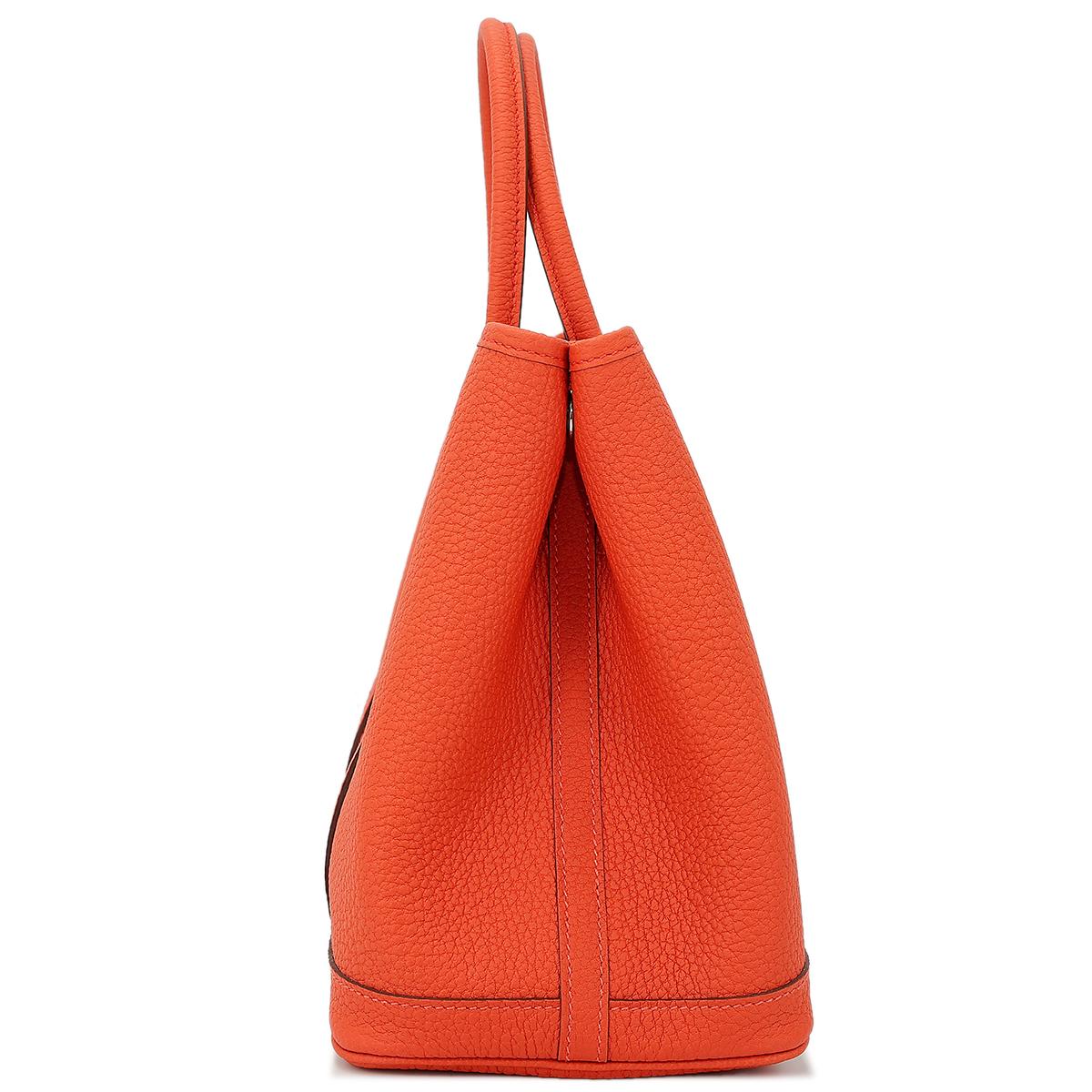 HERMÈS Garden Party TPM handbag in Capucine Negonda leather with Palladium hardware - 4