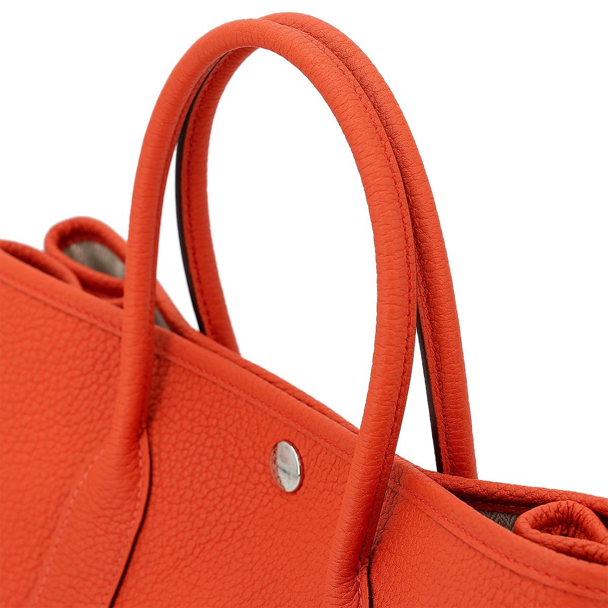 HERMÈS Garden Party TPM handbag in Capucine Negonda leather with Palladium hardware - 5
