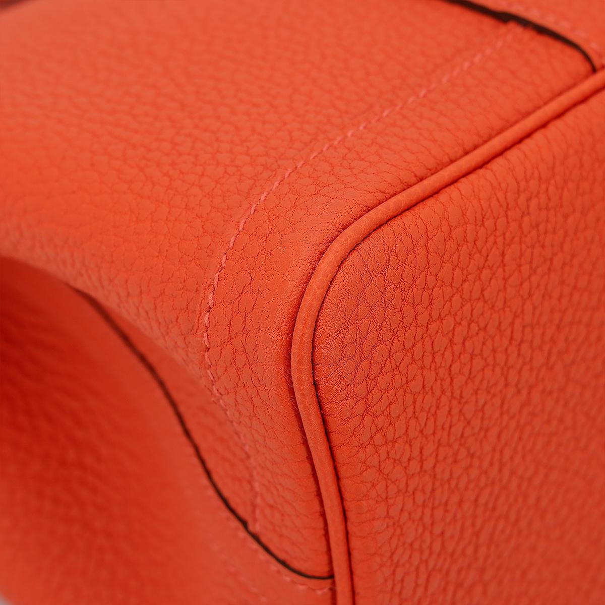 HERMÈS Garden Party TPM handbag in Capucine Negonda leather with Palladium hardware - 7