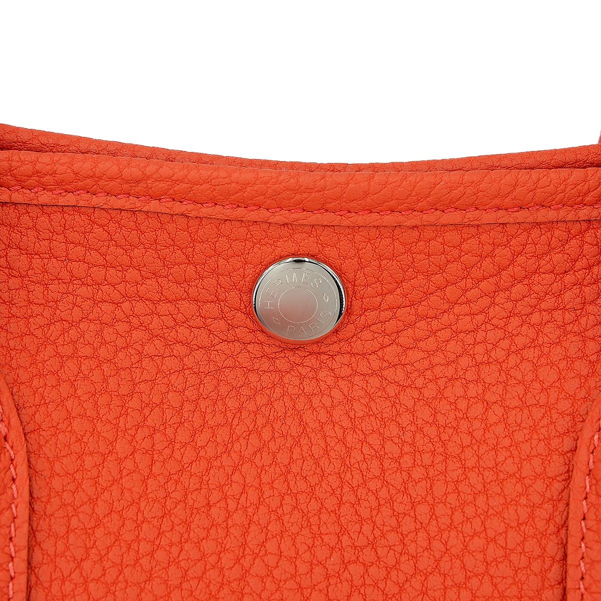 HERMÈS Garden Party TPM handbag in Capucine Negonda leather with Palladium hardware - 11
