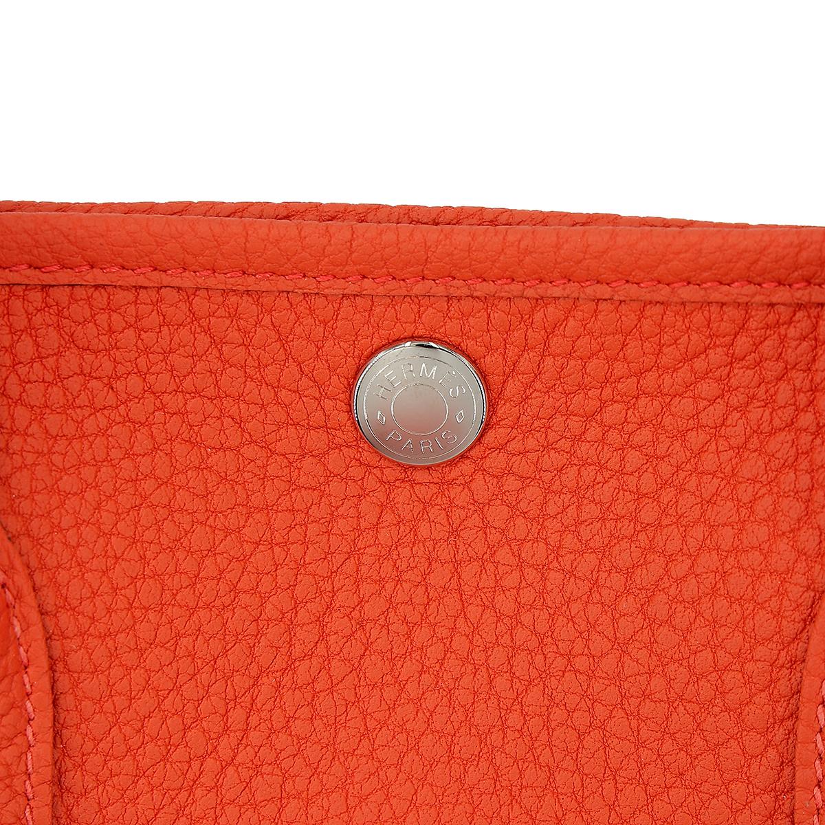 HERMÈS Garden Party TPM handbag in Capucine Negonda leather with Palladium hardware - 12