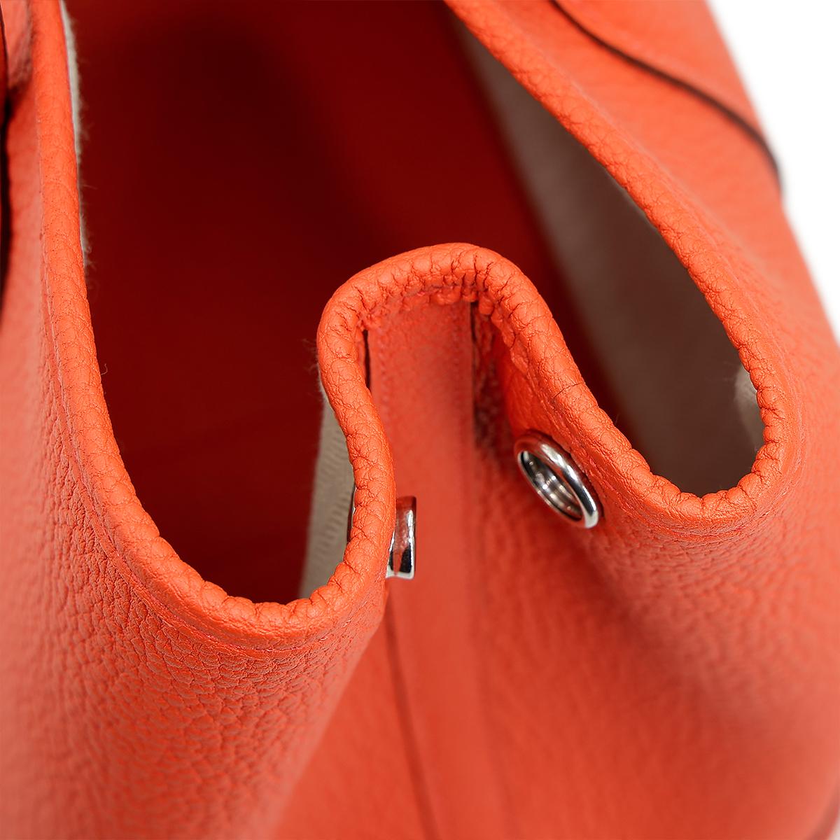 HERMÈS Garden Party TPM handbag in Capucine Negonda leather with Palladium hardware - 19