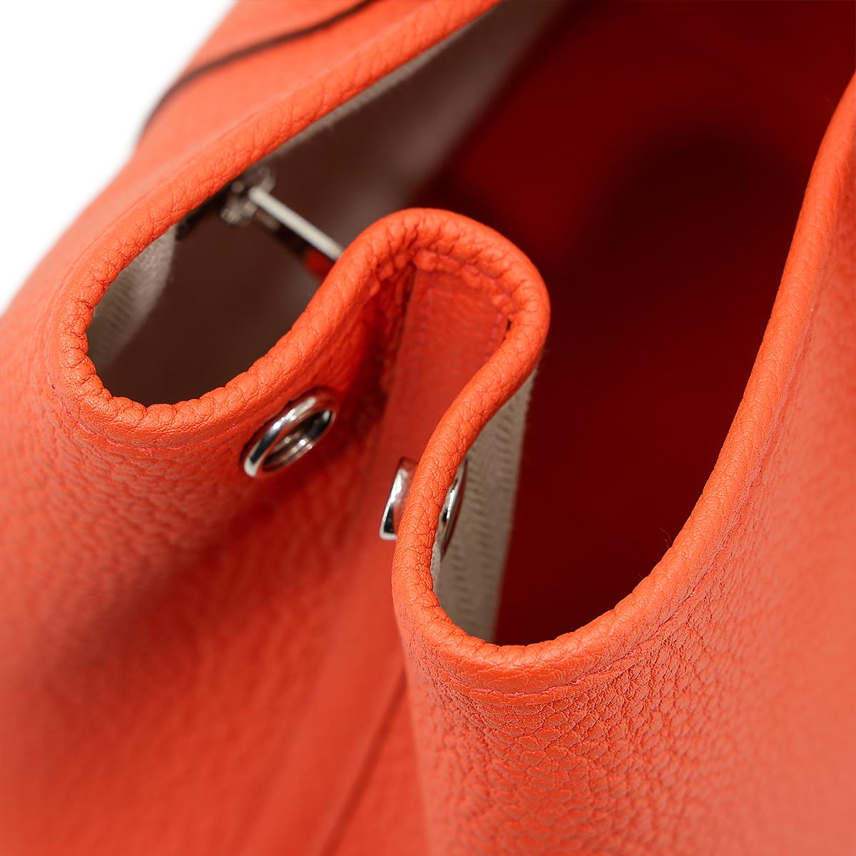 HERMÈS Garden Party TPM handbag in Capucine Negonda leather with Palladium hardware - 20