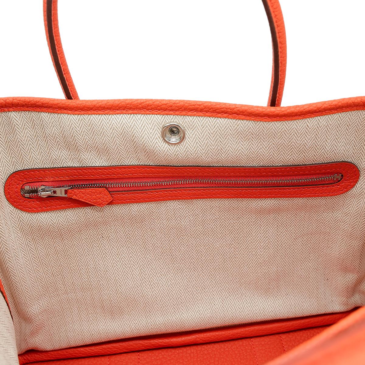 HERMÈS Garden Party TPM handbag in Capucine Negonda leather with Palladium hardware - 14