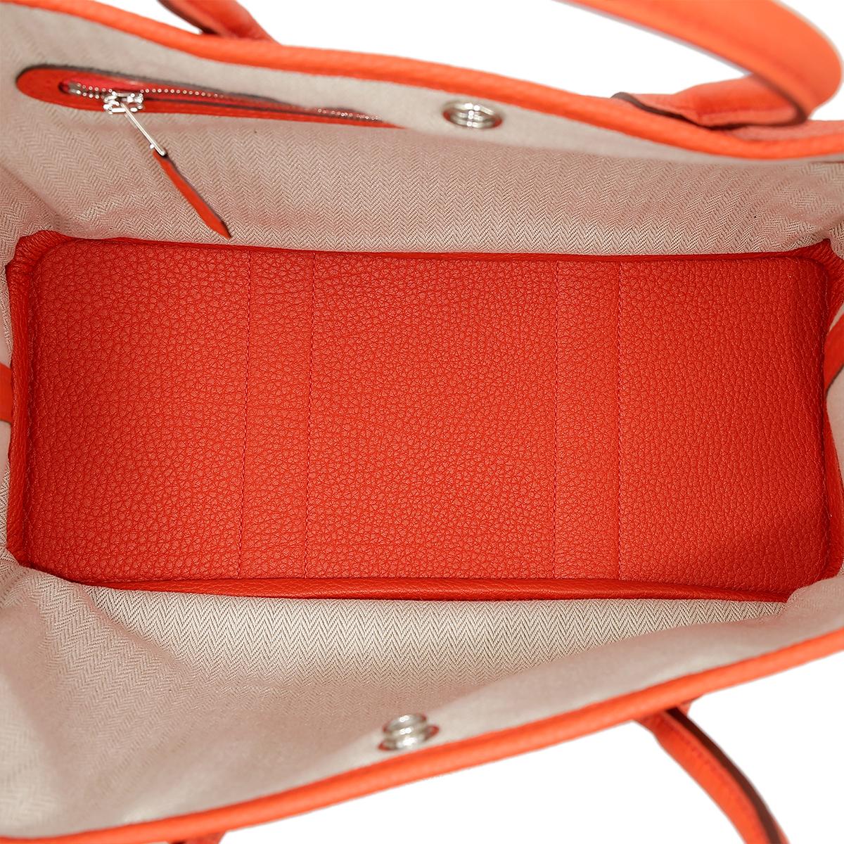 HERMÈS Garden Party TPM handbag in Capucine Negonda leather with Palladium hardware - 13
