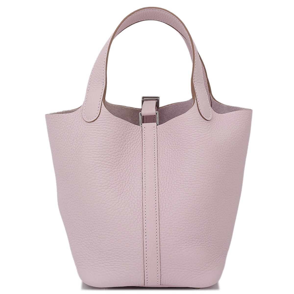 Brand New ( Rank N ) HERMÈS Picotin Lock PM Mauve Pale (09) Clemence Palladium hardware - 3