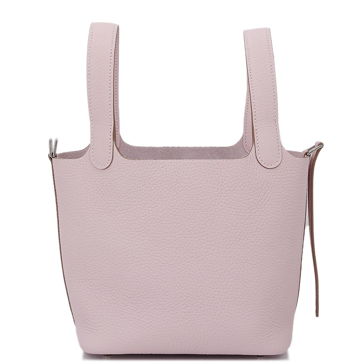 Brand New ( Rank N ) HERMÈS Picotin Lock PM Mauve Pale (09) Clemence Palladium hardware - 4