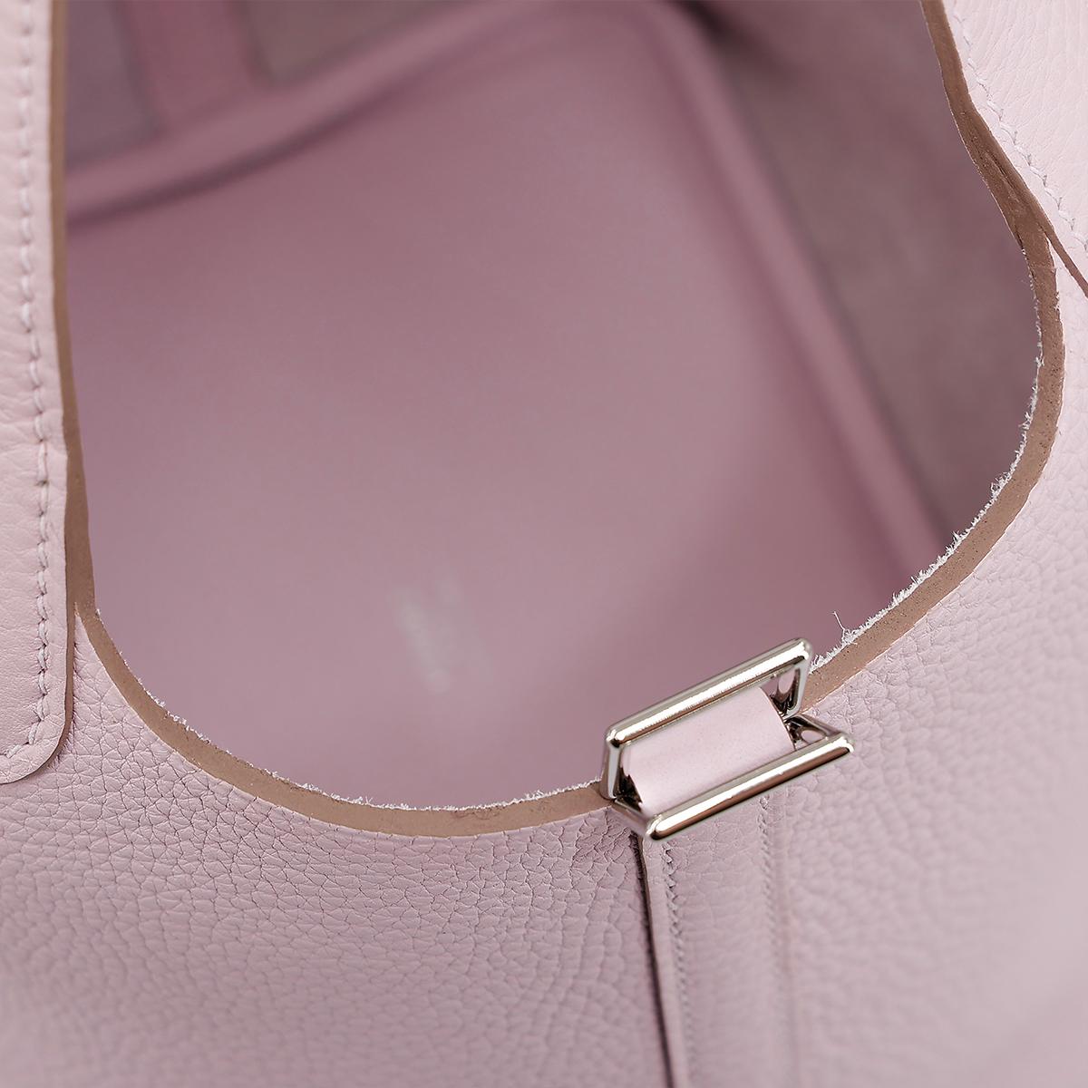 Brand New ( Rank N ) HERMÈS Picotin Lock PM Mauve Pale (09) Clemence Palladium hardware - 14