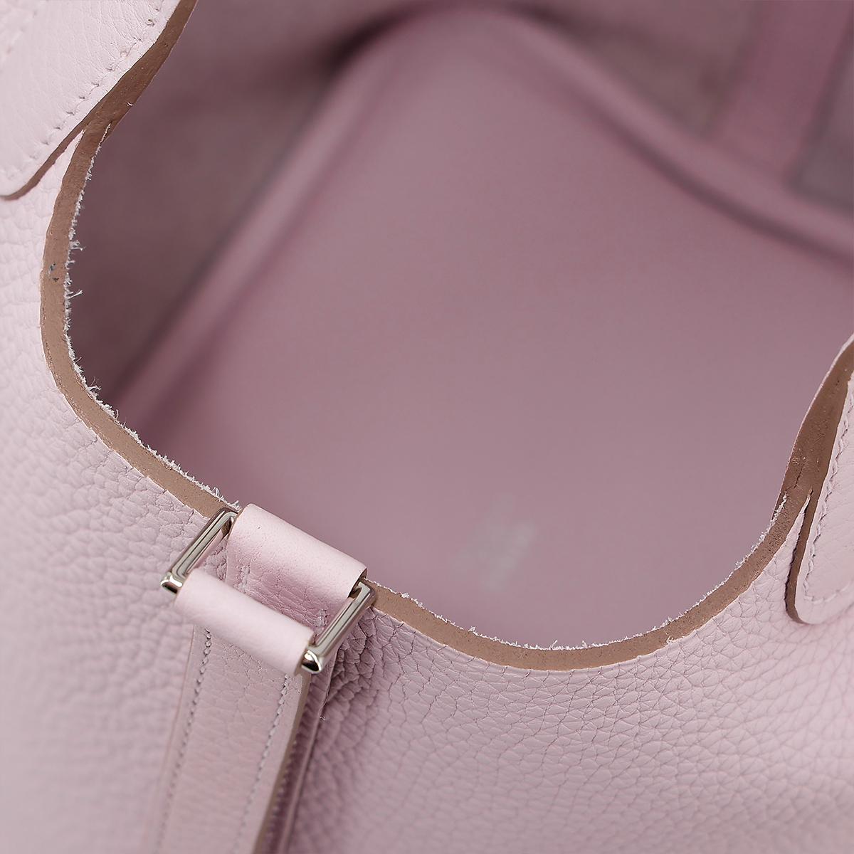 Brand New ( Rank N ) HERMÈS Picotin Lock PM Mauve Pale (09) Clemence Palladium hardware - 15