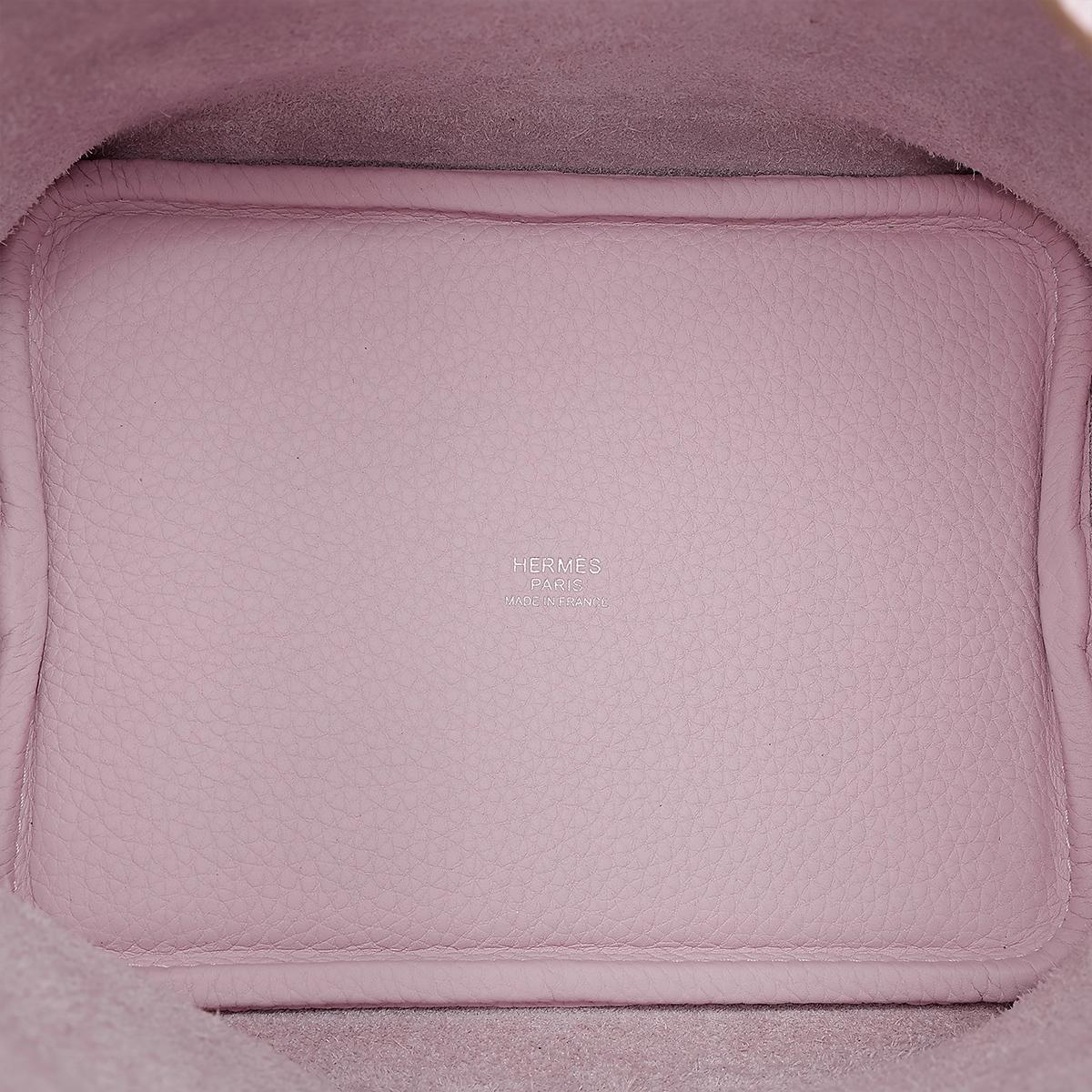 Brand New ( Rank N ) HERMÈS Picotin Lock PM Mauve Pale (09) Clemence Palladium hardware - 13